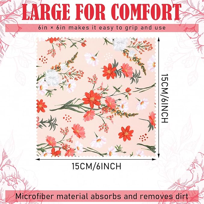 Sinmoe 20 Pcs Microfiber Cleaning Cloth Elegant Flower Design Microfiber Cloth - Image 6