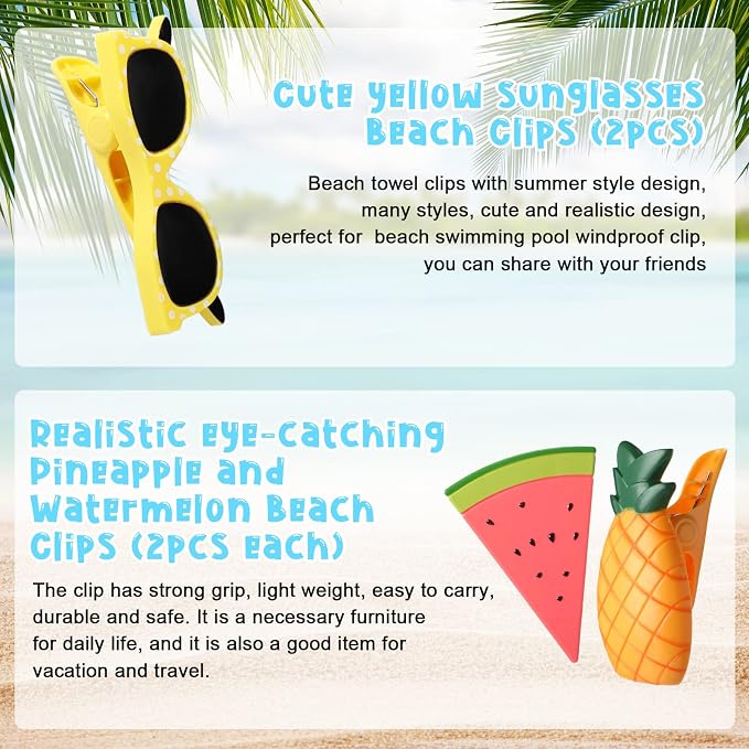 Honoson 12 Pcs Beach Towel Clips Beach Chairs Clips Plastic Swimming Pool Towel - Image 4