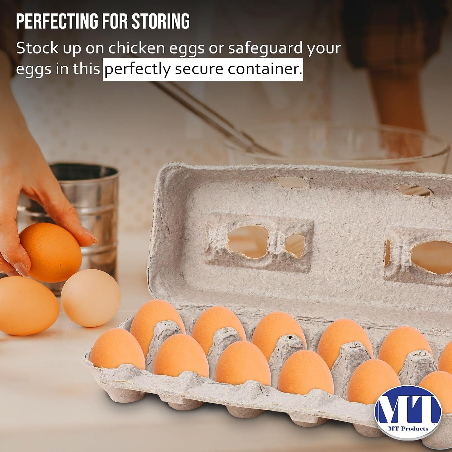 MT Products Blank Natural Pulp Egg Cartons Bulk - Made in USA - Holds Up to Twelve Eggs - Cardboard Material Perfect For Storing Extra Eggs (Pack of 5)