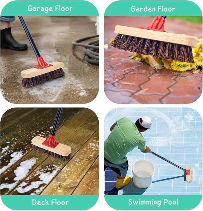 Deck Brush with Long Handle, Bathroom Cleaning, Outdoor Floor Scrubber - Image 8