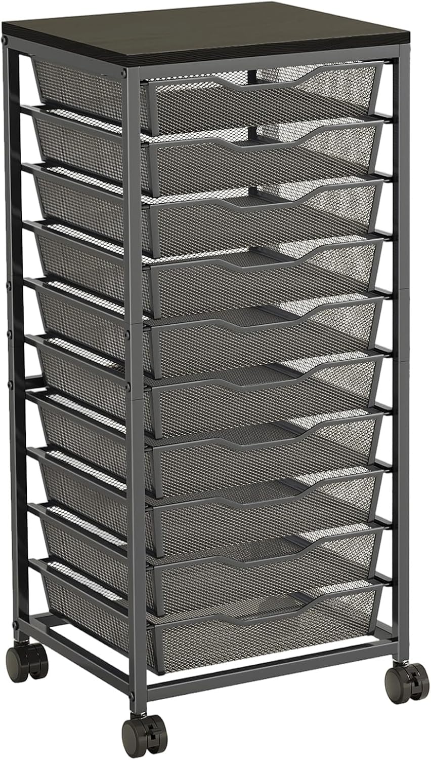 10-Drawer Rolling Storage Cart, Craft Organizers and Storage, Black