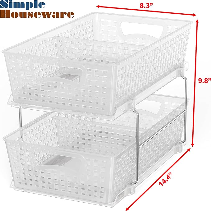 Simple Houseware 2 Tier Bathroom Organizer Tray Pull-Out Sliding - Image 2