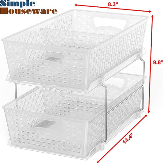 Simple Houseware 2 Tier Bathroom Organizer Tray Pull-Out Sliding - Image 2
