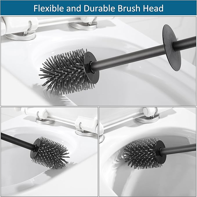 BVL Toilet Brush and Holder Set Black Freestanding - Image 3