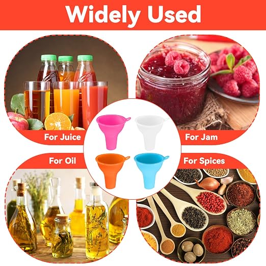 4 Pcs Funnels for Kitchen Use Filling Bottles Silicone Funnel Wide Mouth Funnel - Image 7