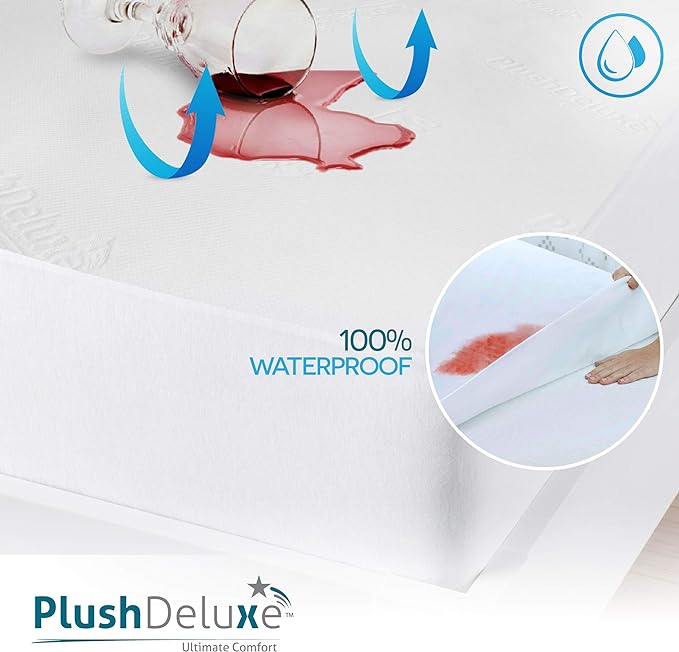 PlushDeluxe Premium Viscose Mattress Protector – Cal-King Size, Waterproof - Image 3