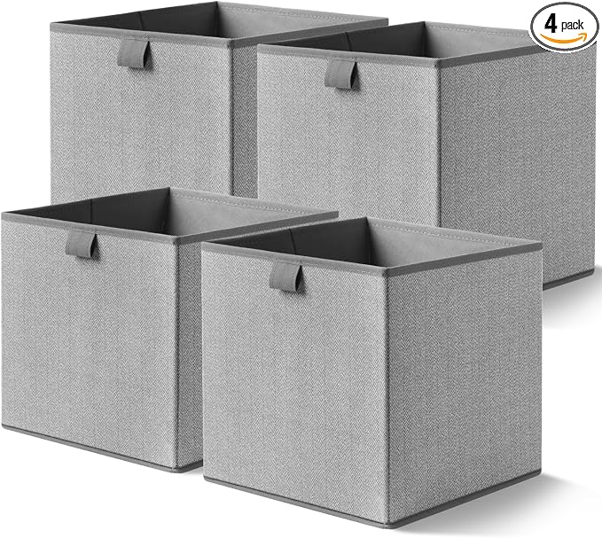 Storage Baskets, 11.8-Inch Woven Fabric Bins, Storage Cubes by EITMOW