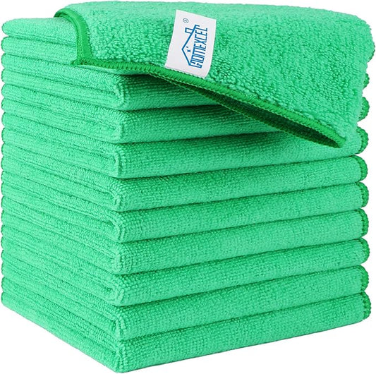 HOMEXCEL Green Microfiber Cleaning Cloth, 12 Pack Premium Microfiber Towels by HOMEXCEL