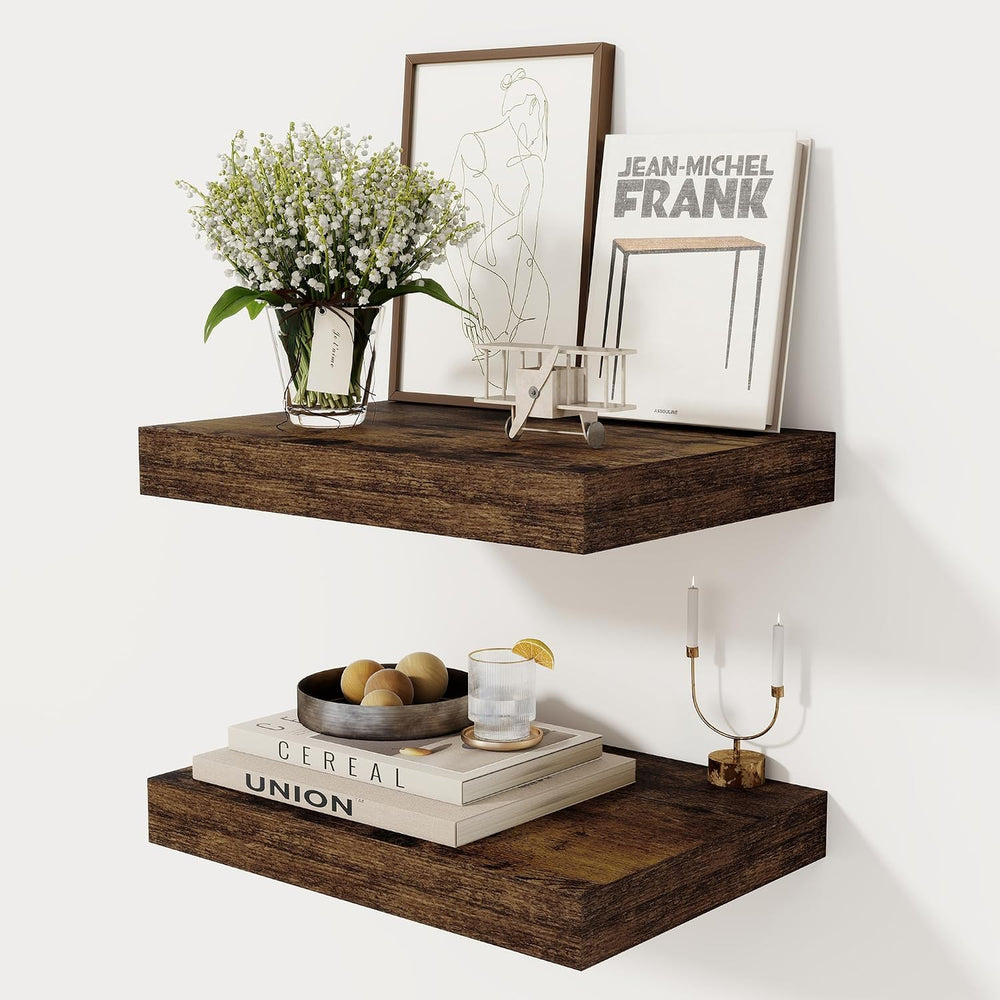 12 Inch Deep Floating Shelves, 16 x 12 Floating Shelf for Books, Rustic Wood ...