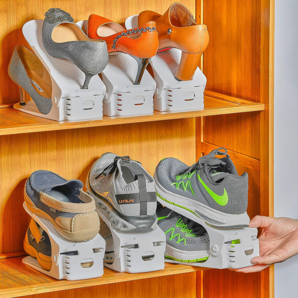 36 Pack Adjustable 50% Space-saving Shoe Slots Organizer, White
