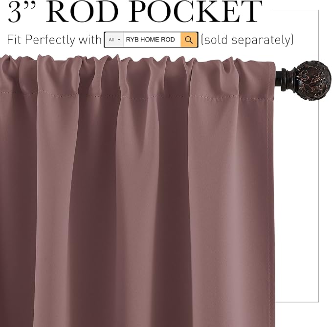 RYB HOME Small Curtains Blackout - Image 2