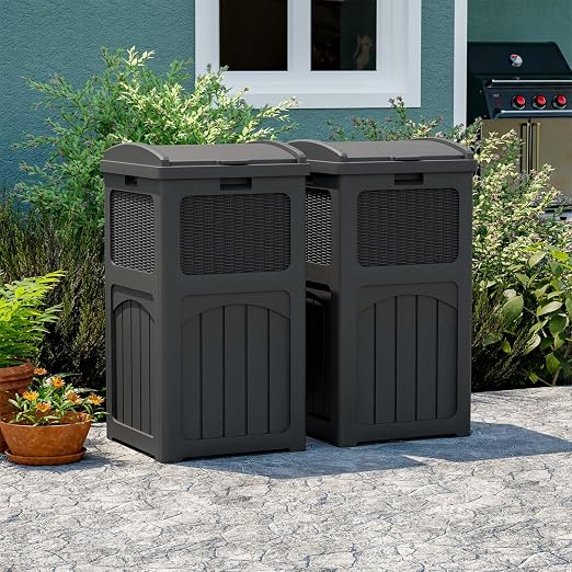 Patiowell 36 Gallon Outdoor Trash Can, Resin Outdoor Garbage Can - Image 2