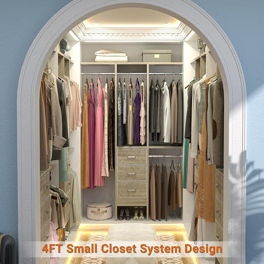 4FT Small Closet System with 3 Fabric Drawers, Flexible Built-In Clothes - Image 2