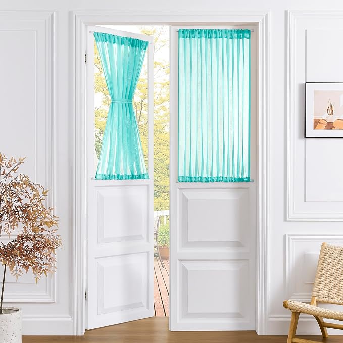 Tollpiz Short Sheer Door Curtain Closet Linen Textured Curtain Sheers Doorway by Tollpiz