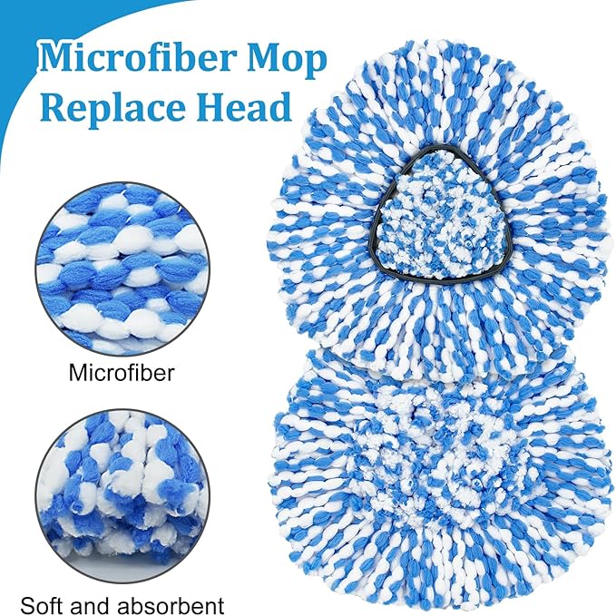 Spin Mop Handle, Mop Heads Replacements, Scrubber Mop Head and Mop Base - Image 5
