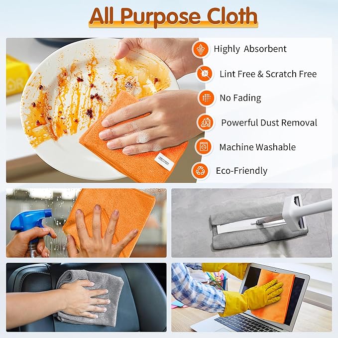 FIXSMITH Microfiber Cleaning Cloth -Pack of 8, Highly Absorbent Cleaning Rags - Image 5
