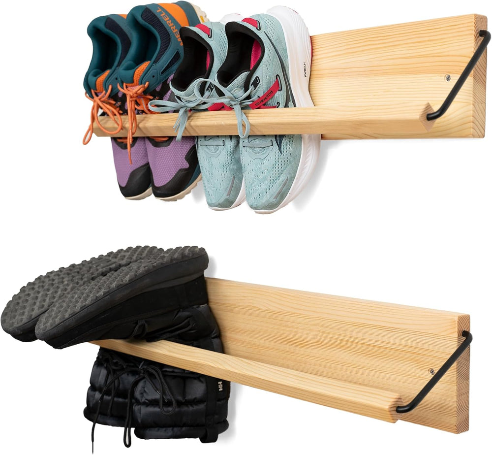 Wall Mounted Shoe Rack - A Wooden, Modern, Slim, and Small Shoe Storage Solut...