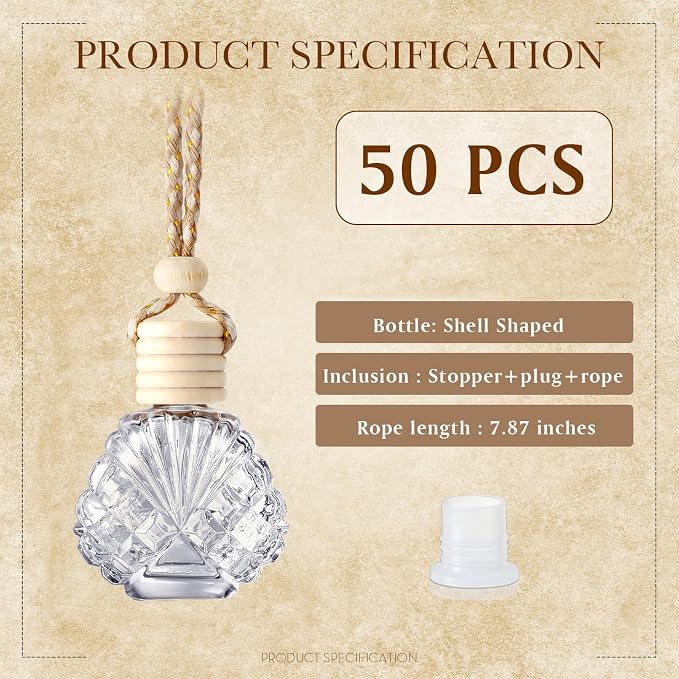 BBTO 50 Pcs Hanging Car Air Freshener Car Diffuser Bottles Empty Glass Perfume - Image 3