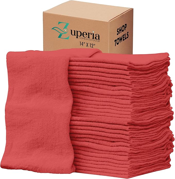 ZUPERIA Cotton Shop Towel – Multipurpose Cleaning Cloths Reusable Shop Rags by Zuperia