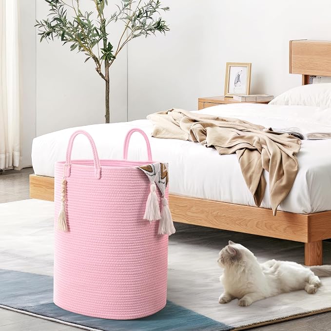 Woven Laundry Basket for Clothes, 65L Large Rectangle Laundry Hampers, Nursery - Image 4