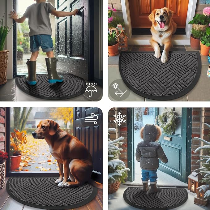 Smiry Half Circle Front Door Mat Outside Entrance, Heavy Duty Outdoor Indoor - Image 7