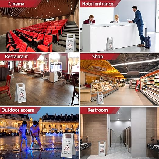 Kigley 2 Pcs Wet Floor Sign, 17 Inch Stainless Steel Caution Wet Floor Sign - Image 6