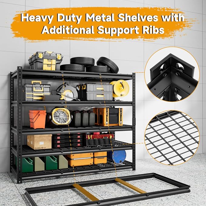 5-Tier 60" W X 24" D X 78" H Garage Shelving Metal Storage Shelves 3300LBS - Image 4
