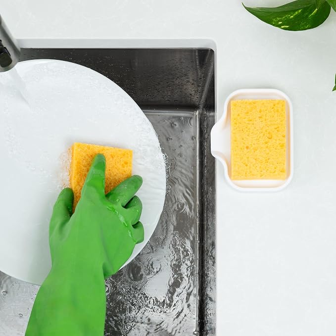 Zulay Kitchen Small Silicone Sponge Holder – Space-Saving Sink Organizer Tray - Image 3