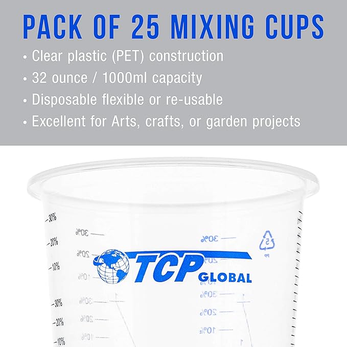 TCP Global 32 oz. Graduated Plastic Mixing Cups - Image 4