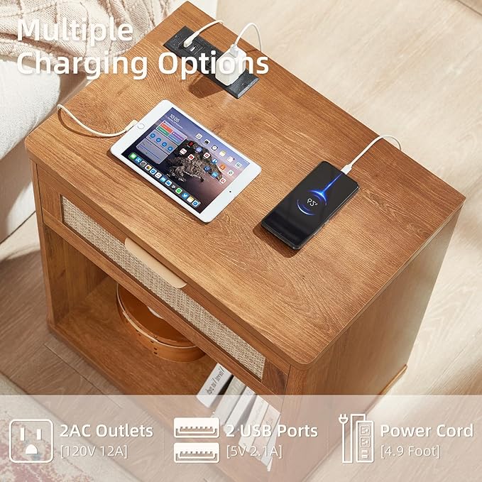 LEYAOYAO Rattan Nightstands Set of 2 - Image 5