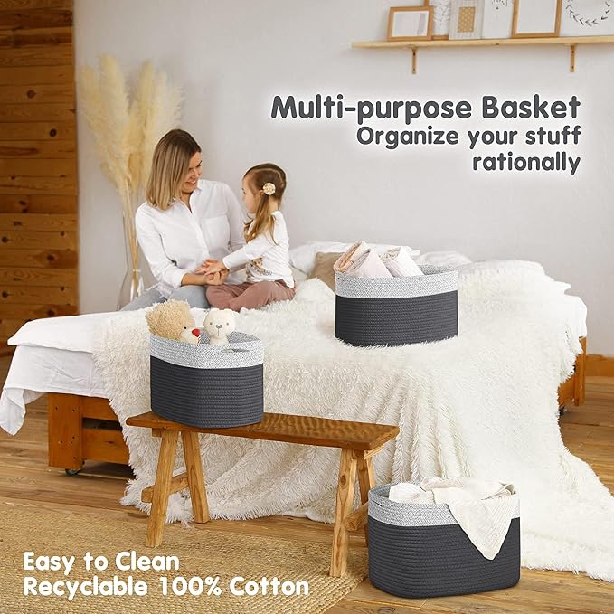 CHAT BLANC Cotton Rope Baskets for Organizing I Storage Baskets for Shelves | - Image 5