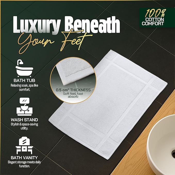 Pearl Linens Pack of 12 100% Cotton Bath Mat 18x25 inches, Soft & Absorbent - Image 5