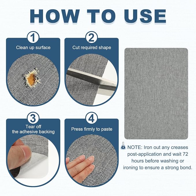PATIKIL 8x11 Inch Linen Repair Patches, Light Gray - Image 4
