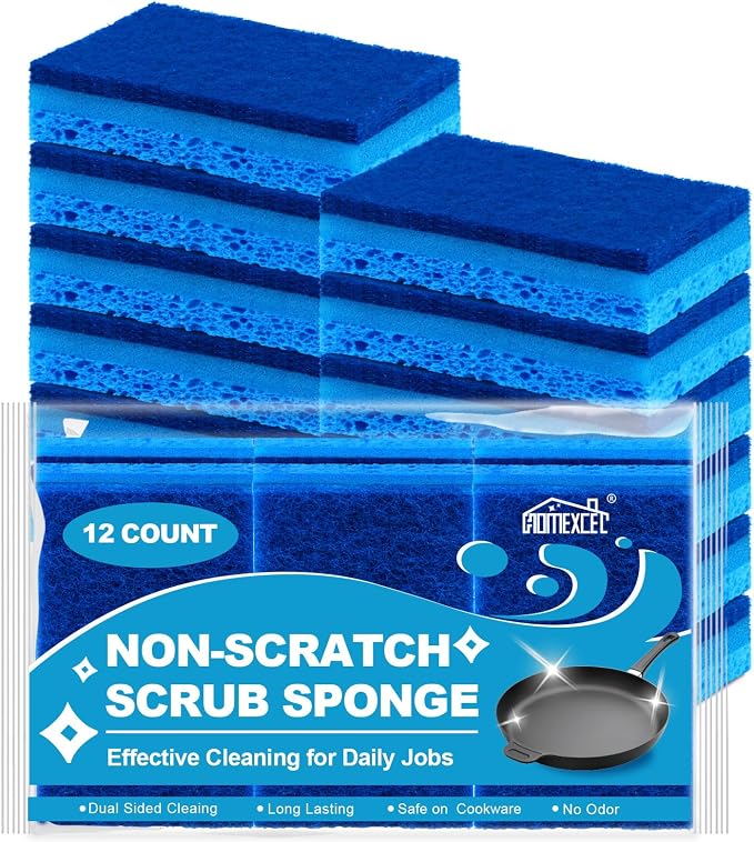 HOMEXCEL Sponges Kitchen 12pcs, Non-Scratch Sponges by HOMEXCEL