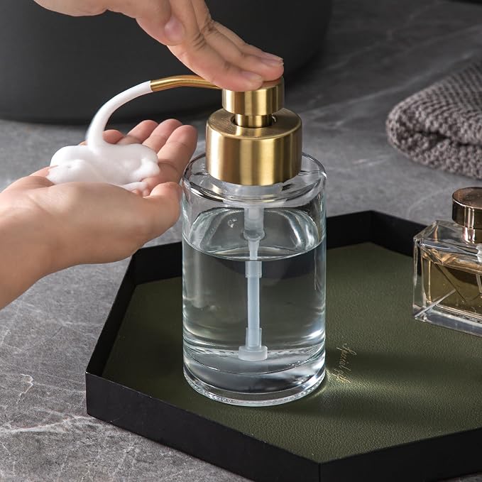 Enra Foam Soap Dispenser, 12oz Thick Glass Bathroom Soap Dispenser - Image 4