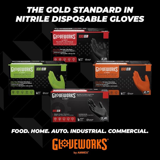 GLOVEWORKS Heavy-Duty Nitrile Gloves, Disposable, Latex Free, 8 Mil, Diamond - Image 7