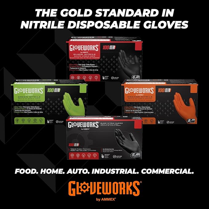 GLOVEWORKS Heavy-Duty Nitrile Gloves, Disposable, Latex Free, 8 Mil, Diamond - Image 7