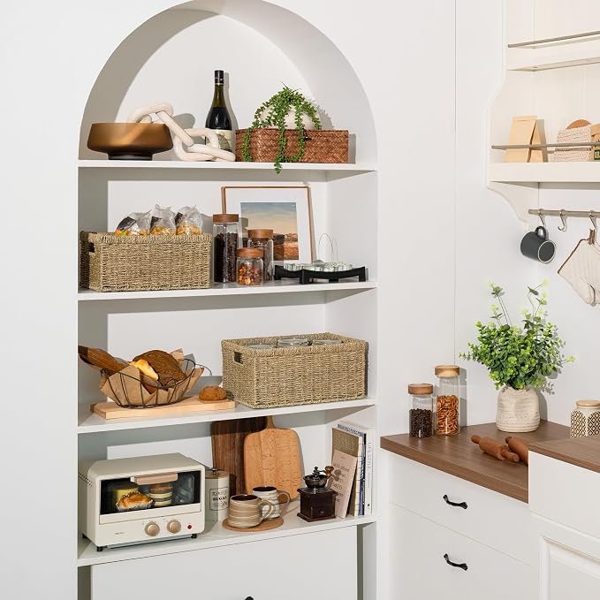 StorageWorks Wicker Storage Baskets, Large and Small Baskets, Handwoven