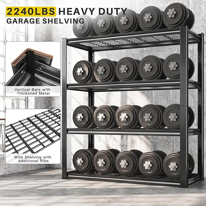REIBII 40" W Garage Shelving 2240 LBS Storage Shelves Adjustable Heavy Duty - Image 4