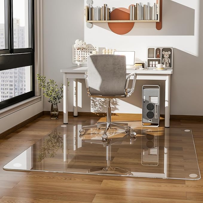 GLSLAND 46"x46" Tempered Glass Chair Mat Square Heavy-Duty Floor Protector - Image 8