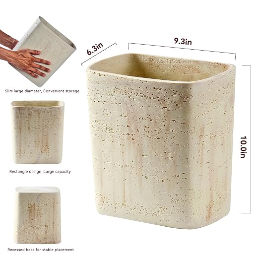Polytree Natural Travertine Textures Bathroom Trash Can 1.8 Gallon Small - Image 2