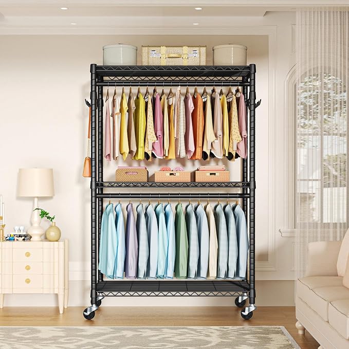 FUTASSI P1 Plus Rolling Clothes Rack, 22mm Diameter Heavy Duty Garment Rack - Image 2
