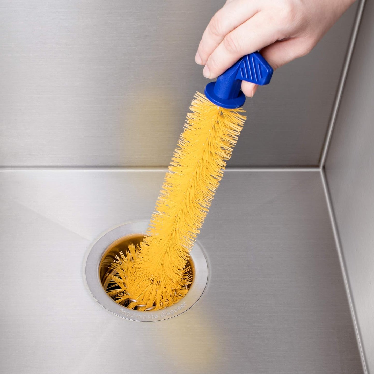 11" Universal Garbage Disposal Brush Sturdy Grip Handle Yellow