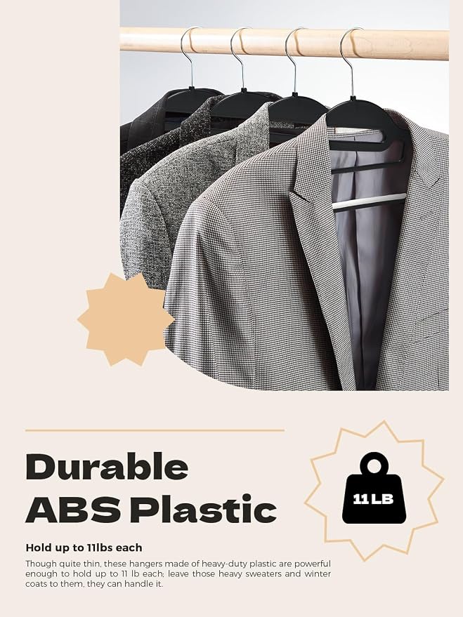 HOUSE DAY Heavy Duty Plastic Hangers 100 Pack, Non Slip Hangers - Image 3