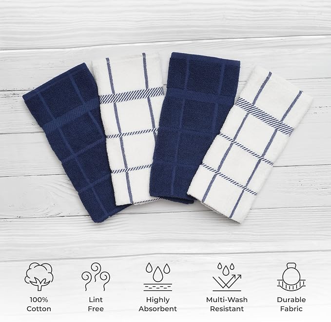 100% Cotton Terry Dish Cloth & Dish Towel, 6 Pack, Super Soft and Absorbent - Image 2