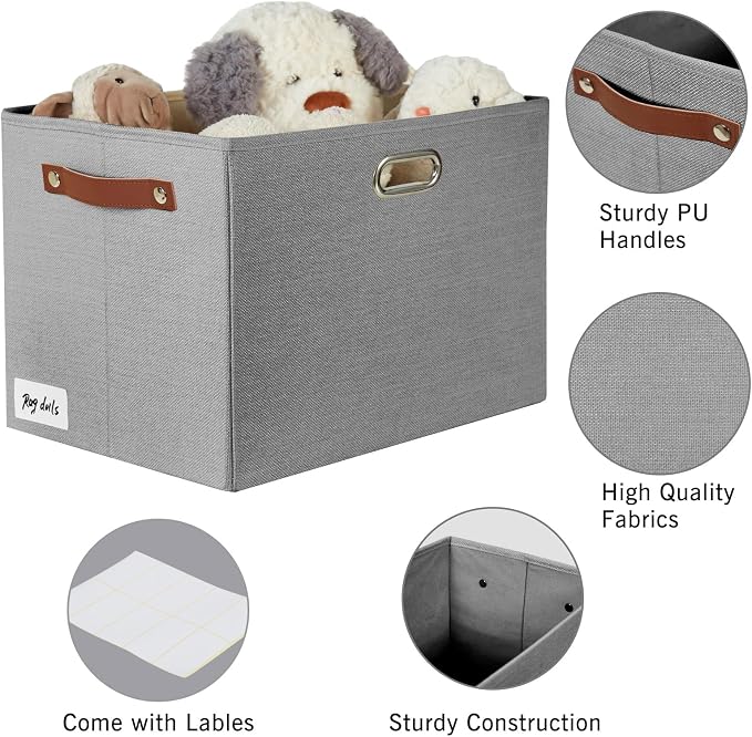 3-Pack Foldable Fabric Storage Bins - Image 3