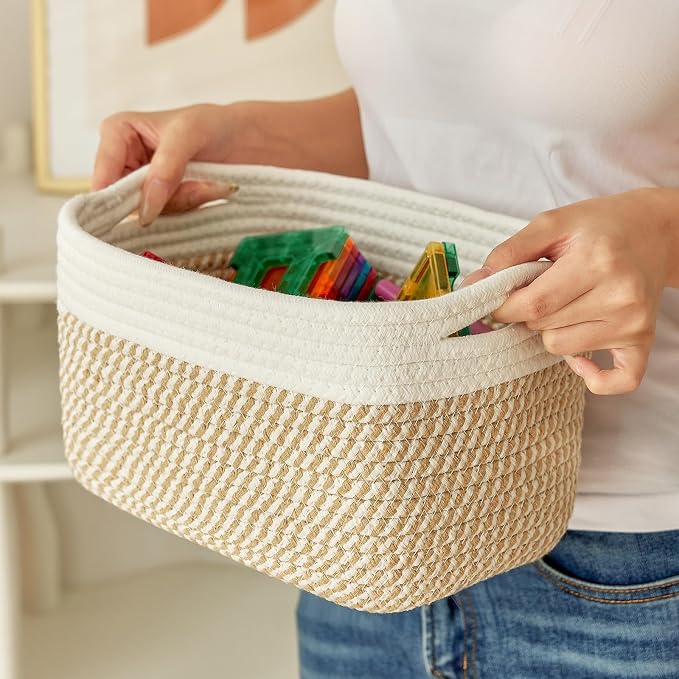 Small Cotton Rope Basket – Storage Bin - Image 6