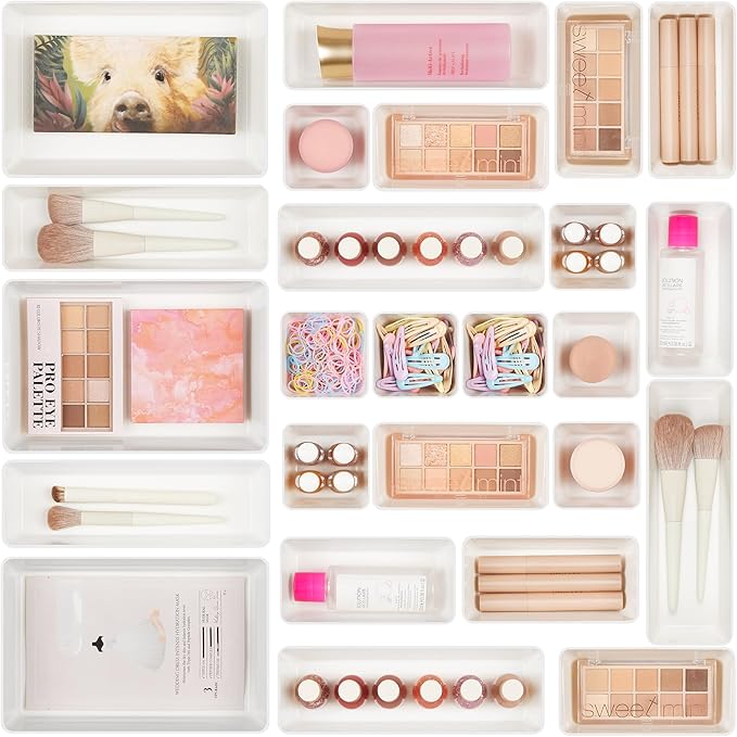 Vtopmart 25 PCS Plastic Drawer Organizers Set, 4-Size Versatile Bathroom and by Vtopmart