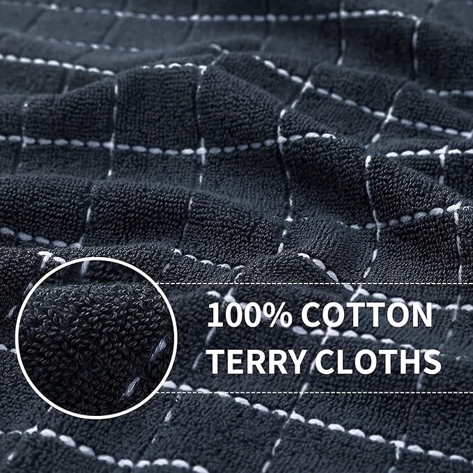 Homaxy 100% Cotton Terry Kitchen Towels, Checkered Designed, Soft and Super - Image 2