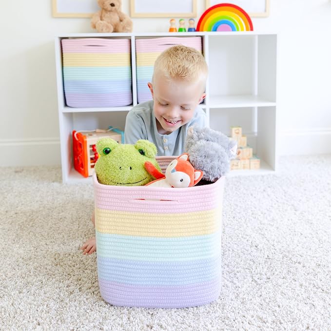 NaturalCozy Storage Cubes 11 Inch Cotton Rope Woven Baskets - Image 9